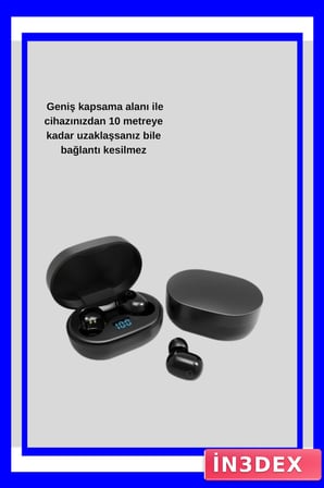 LED Ekranlı Şarjlı Bluetooth Kulak İçi Kulaklık Taşınabilir Tasarım