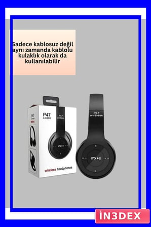 Bluetooth 5.0 Kablosuz Kulak Üstü Stereo Kulaklık ve Katlanabilir Tasarım