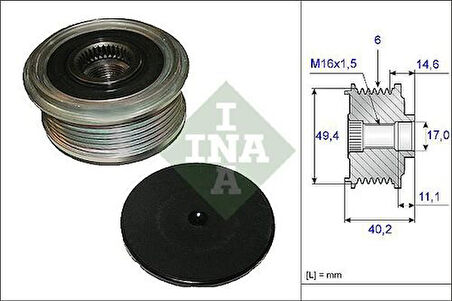 Ina 535012410 Alternatör Kasnağı Rulmanlı Caddy IV Golf Vıı Passat 14>A3 12>A4 13>15 Ibıza 08>10 Leon 13>