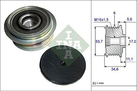 Ina 535012510 Alternatör Rulmanlı Kasnak Mondeo IV 07 > Galaxy S Ma2.0 16V Volvo V70 III S80 II 2.0 16V 07>
