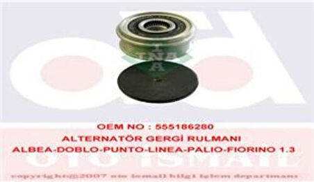 Ina 535015110 Alternatör Kasnağı Rulmanlı Lınea Doblo Fıorıno 500 1.3Jtd Astra H Corsa C Comboz13Dtj Bipper Nemo 1.3Hdı