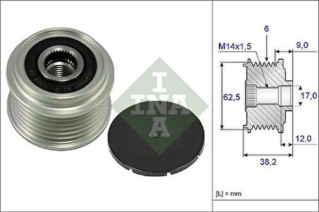 Ina 535021910 Alternatör Kasnağı Rulmanlı Corolla 04 07 Aurıs 07> 1.4 D 4D Sonata V 2.0 2.4 05> Carens 2.1