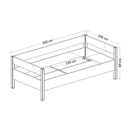 Tek Kişilik Karyola Vega 200 x 100 cm Beyaz