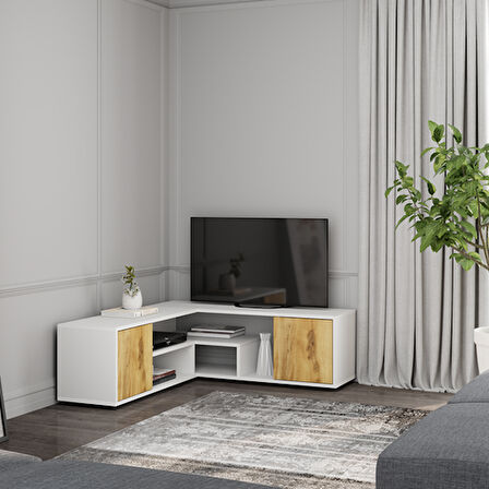 TV Sehpası Köşe Eva Beyaz Kilim 210 cm