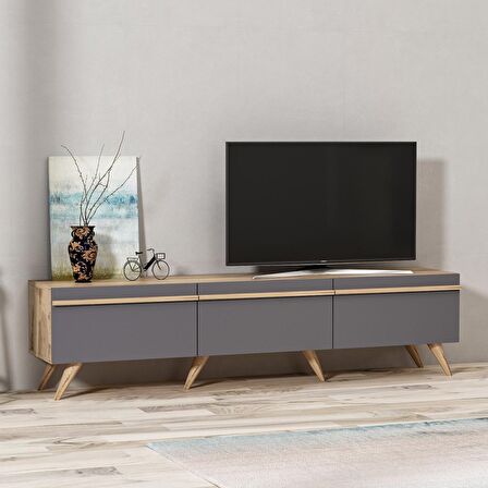 TV Sehpası Asil Antrasit Meşe 180 cm