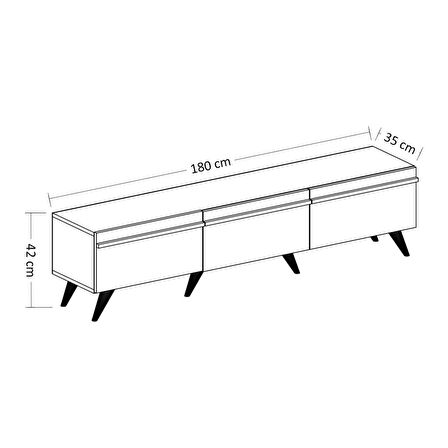 TV Sehpası Asil Antrasit Meşe 180 cm