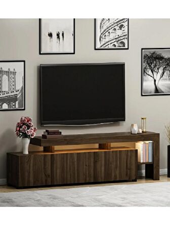 TV Sehpası Buğra Ceviz LED Işıklı 192 cm