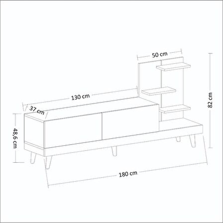 TV Sehpası Desso Antrasit Ceviz 180 cm