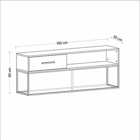 TV Sehpası Nergis Antrasit Gold 160 cm