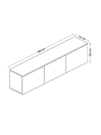 TV Sehpası Norm Duvara Monte Atlantik Çam LED Işıklı 160 cm