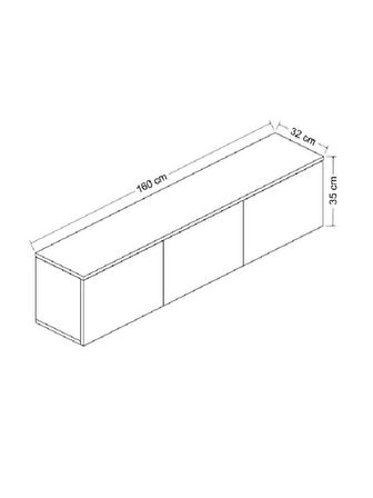 TV Sehpası Norm Duvara Monte Antrasit Mermer Desen LED Işıklı 160 cm