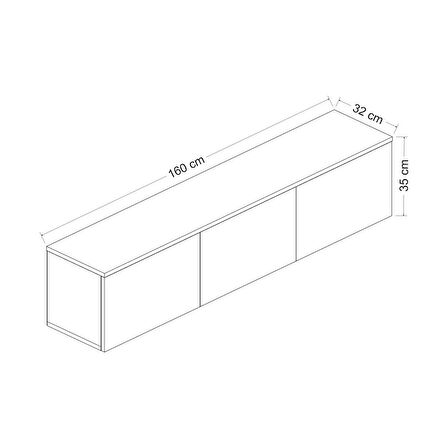 TV Sehpası Norm Duvara Monte Beyaz Safir Meşe LED Işıklı 160 cm