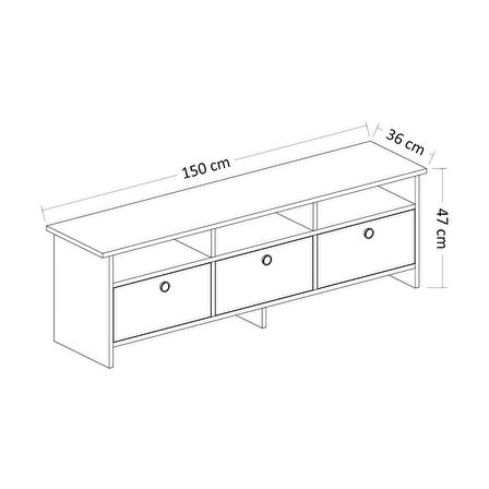 TV Sehpası Ozan Antrasit Meşe 150 cm