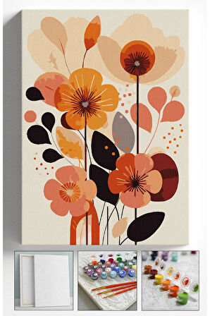 Sayılarla Boyama Çerçeveli Hobi Seti Numaralı Tuval SANATSAL Fırça Boya Dahil Kasnaklı 40X50 Cm