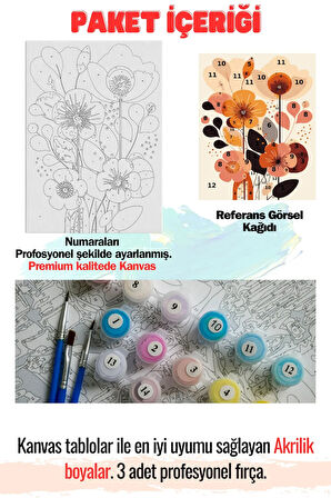 Sayılarla Boyama Çerçeveli Hobi Seti Numaralı Tuval SANATSAL Fırça Boya Dahil Kasnaklı 40X50 Cm