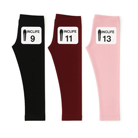 3'lü Set Çocuk Tayt Kışlık Şardonlu – Sıcak ve Konforlu - Siyah - Pembe - Bordo