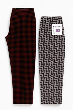 2'li Kışlık Jakarlı Çocuk Tayt Seti – Sıcak ve Rahat - Bordo - Lila