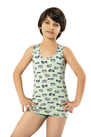 İncili 6'lı Set Erkek Çocuk Atlet Baskılı