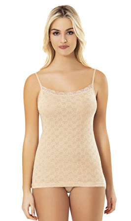 İncili Kadın İp Askılı Atlet Transferli Ribana