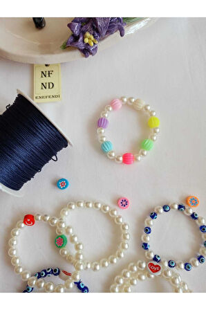 İNCİ BONCUKLU VE ŞEKER BONCUKLU BİLEKLİK KREM BONCUK ŞANS BEREKET ARKADAŞ SEVGİLİ EŞ ÇOCUK HEDİYE