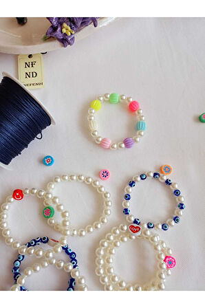 İNCİ BONCUKLU VE ŞEKER BONCUKLU BİLEKLİK KREM BONCUK ŞANS BEREKET ARKADAŞ SEVGİLİ EŞ ÇOCUK HEDİYE