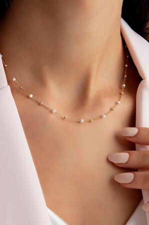 İncili Dorika Altın Kolye