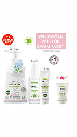 INCIA %100 Doğal Yenidoğan Günlük Bakım Seti + Göğüs ucu Bakım Kremi Hediyeli