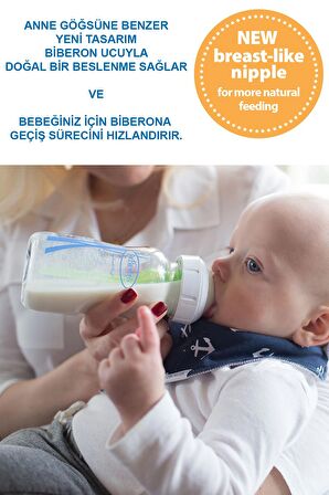 Yeni Geniş Ağız Gaz Yapmayan Cam Biberon 270 ml + Level 3 Biberon Emziği Set