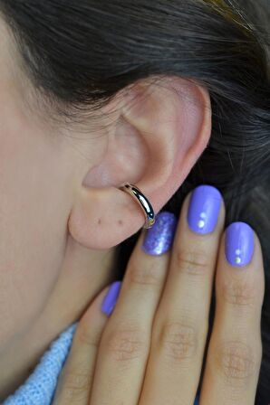 Gümüş Renkli Sıkıştırmalı Kıkırdak Küpesi Düz Earcuff