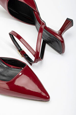 Bordo Rugan Günlük 7 Cm Topuklu Bayan Ayakkabı