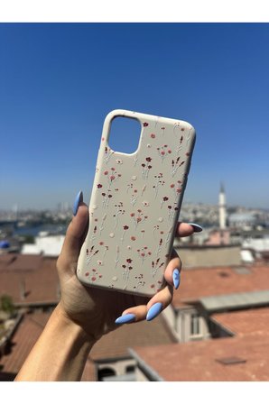 İnfinix Hot 30İ Uyumlu Çiçekler Tasarımlı Telefon Kılıfı - Krem