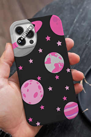 İnfinix Note 40 Uyumlu Pembe Gezegenler Tasarımlı Premium Telefon Kılıfı