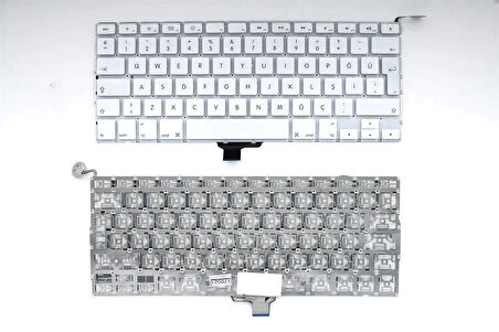 Apple MacBook A1342 ile Uyumlu Notebook Klavye - Beyaz - TR - Büyük Enter