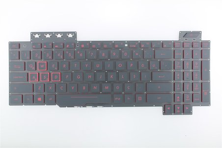 Asus Tuf Gaming FX504GE, FX504GM FX80 FX80G ile Uyumlu Notebook Klavye - Siyah - TR - Backlit - Ver.1 (Non-RGB) - Kırmızı Tuş