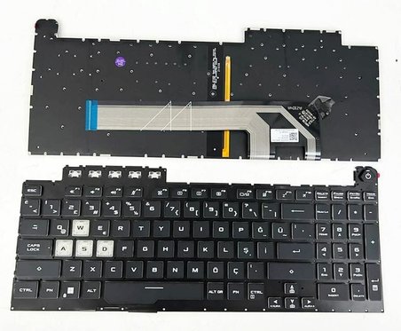Asus TUF Gaming FX506H FX506LU FX506LH ile Uyumlu Notebook Klavye - Siyah - TR - Backlit - RGB