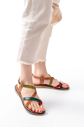 205-08 Multi Ortopedik Hakiki Deri Kadın Sandalet