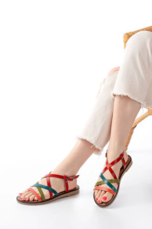 205-017 Multi Ortopedik Hakiki Deri Kadın Sandalet