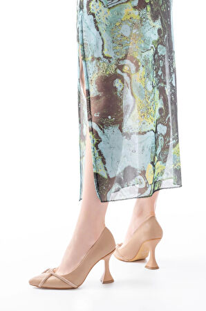 Nut Günlük Sarmal Taşlı Topuklu Kadın Ayakkabı