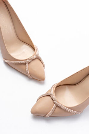 Nut Günlük Sarmal Taşlı Topuklu Kadın Ayakkabı