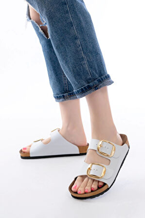 Beyaz Günlük Birkenstock Kadın Terlik