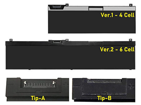 Dell P74F Series ile Uyumlu Notebook Bataryası Pili - Ver.1 - 4 Cell - Tip-A