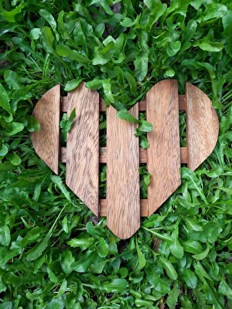 Kalp Yer Döşemesi 35 CM (5'li Paket),Adım Ahşabı,Bahçe Ahşabı,Yürüme Ahşabı,Wooden Deck Heart