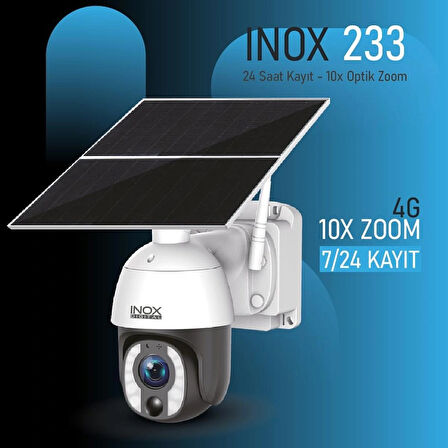 INOX-233 (10X OPTİK ZOOM-SÜREKLİ KAYIT)SOLAR PANELLİ PTZ KAMERA (UBOX)