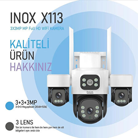 INOX-X113 3+3+3MP 3 LENSLİ WİFİ PTZ KAMERA