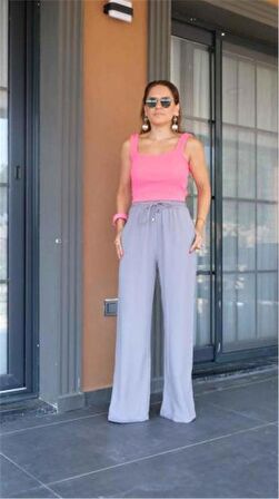 Pembe Fitilli Triko Crop