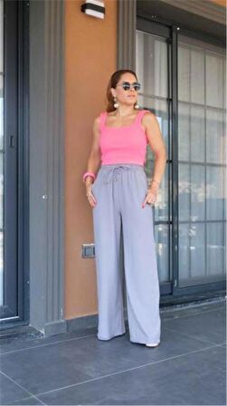 Pembe Fitilli Triko Crop