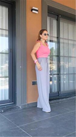 Pembe Fitilli Triko Crop