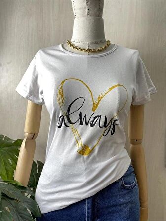 Always Baskılı Beyaz Tshirt