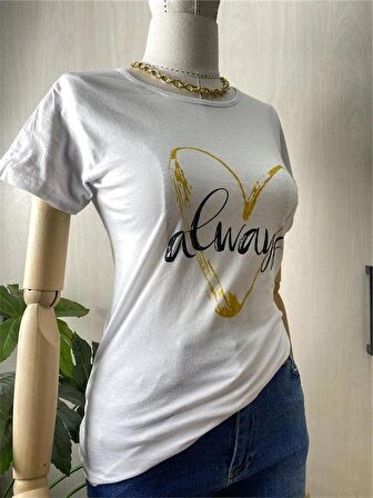 Always Baskılı Beyaz Tshirt