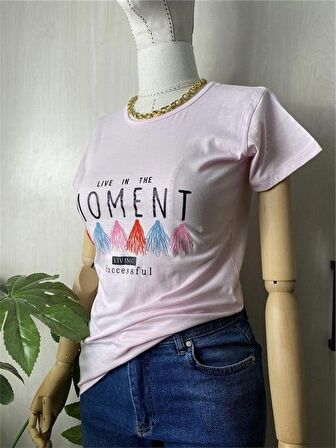 Moment Baskılı Beyaz Tshirt